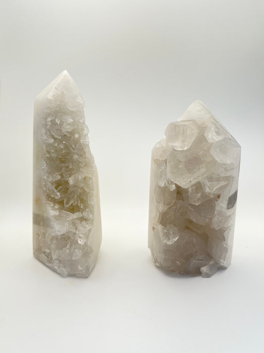 Druzy Clear Quartz Towers- Amplifies Energy + Raises Vibration