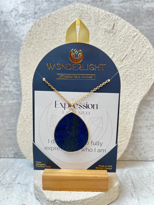 Lapis Lazuli Teardrop Necklace- Wisdom, Intuition, High Vibe, Inner Truth, Confidence