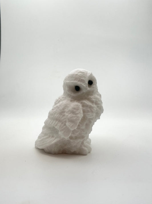 Snow Quartz Owl Carvings- Inner Peace, Patience, Emotional Healing