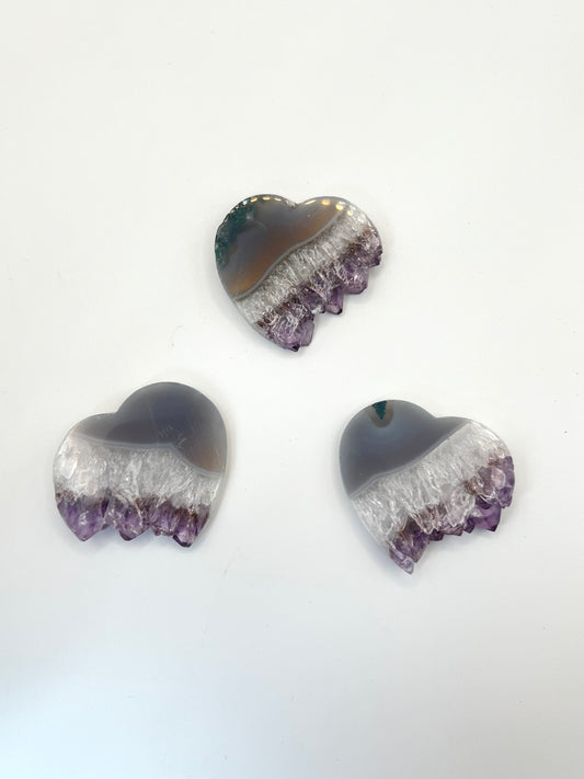 Druzy Amethyst Heart Carvings- Peace, Intuition, Divine Guidance, Soothing