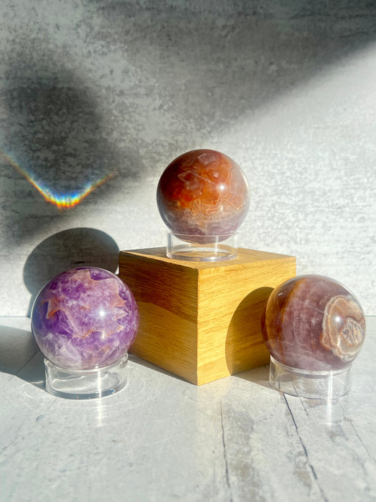 Amethyst Lace Agate Spheres- Inner Peace, Grounding, Protection, Stress Relief