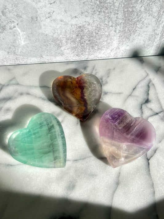 Fluorite Heart Bowls-Soul's Path, Clearing, Life Path Guidance