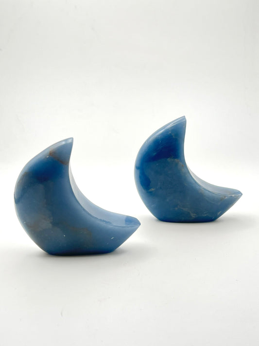 Angelite Standing Moon Carving- Divine Connection, Forgiveness, Anger Reducer