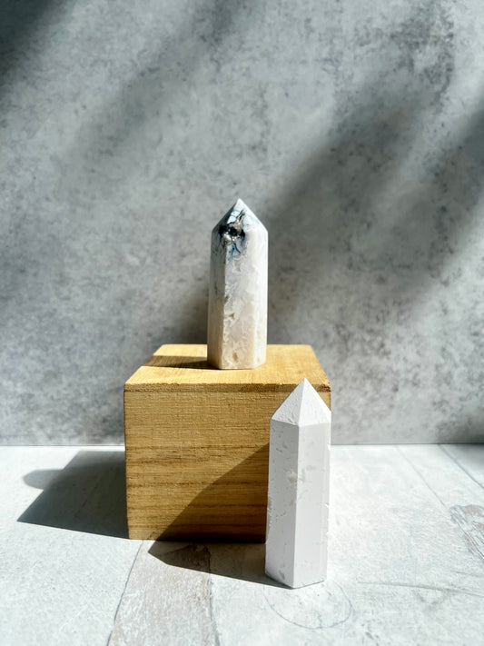 Snow Agate Tower- Clarity, Emotional Stability, Feminine Support
