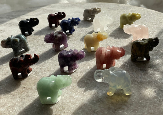 Assorted Elephant Crystal Carvings