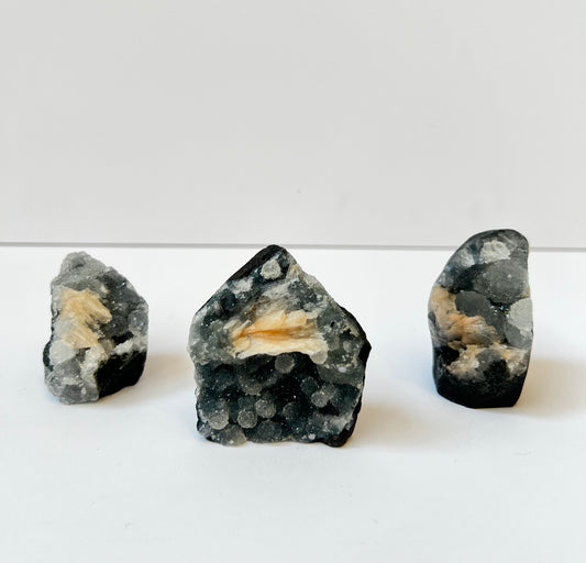Black Chalcedony with Silbite Inclusions Free Forms- Inner Strength, Balance, Divine Connection