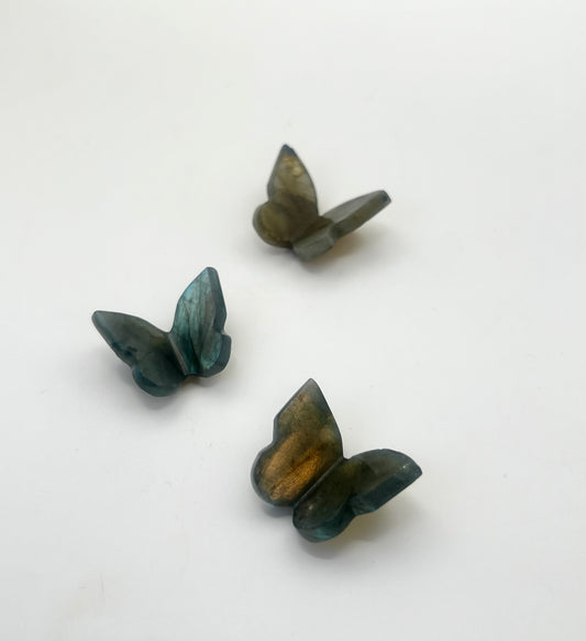 Mini 3D Labradorite Butterfly Carving- Transformation, Intuition, Spiritual Growth, Awareness, Protection