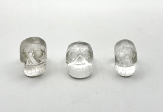 Clear Quartz Skull Carvings- Inner Wisdom, Amplifies Energy, Raises Vibration