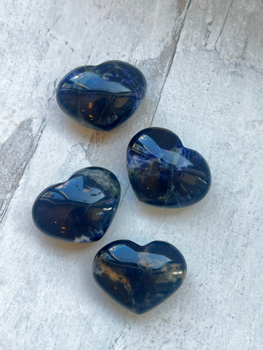 Sodalite Heart Carvings- Anti Anxiety, Balance, Intuition, Immune Boosting