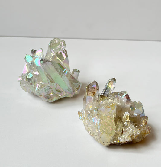 Angel Aura Clear Quartz Clusters- Angelic Connection, Higher Consciousness + Wisdom