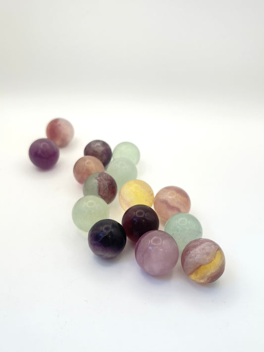 Mini Rainbow Fluorite Spheres- Clarity, Alignment, Life's Path Guidance, Grounding