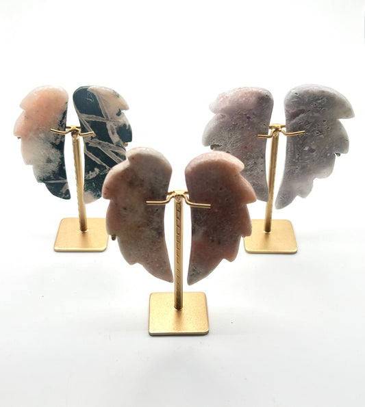 Mini Pink Amethyst Angel Wings on Stand- Love, Self-Worth, Protection, Balance, Intuition, Calming