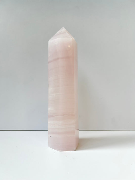 Large Pink Mangano Calcite Tower- Self Love, Energy Healing, Peace, Self-Confidence