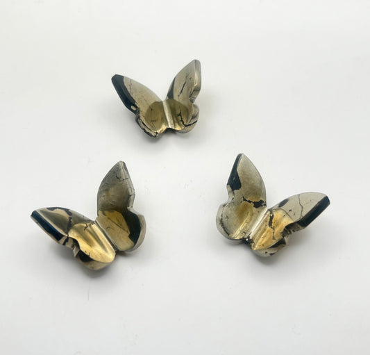 Indian Pyrite 3D Butterfly Carvings- Manifesting, Abundance, Grounding, Prosperity