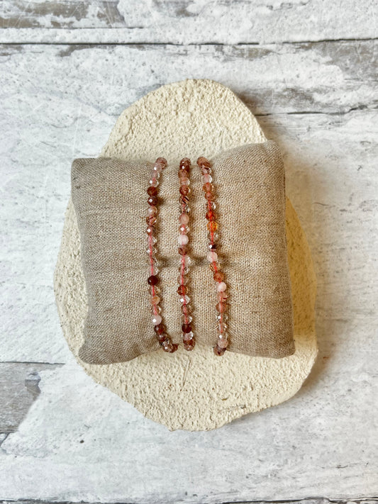 Red Rutilated Quartz Crystal Healing Bracelet- Root Chakra, Sacral Chakra, Grounding, Igniting Creativity