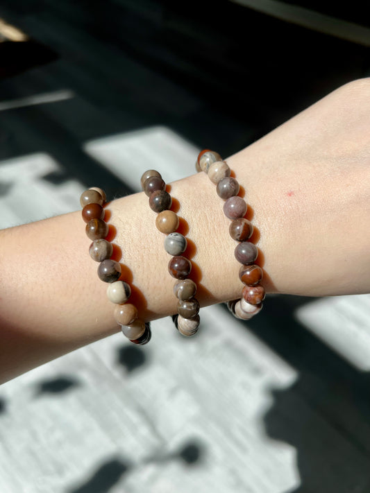 Petrified Wood Bracelet- Grounding, Patience, Healing, Past Lives, Ancient Wisdom