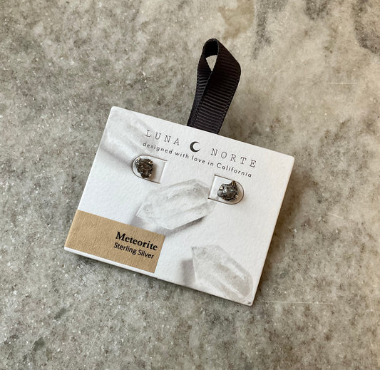 Meteorite Sterling Silver Post Earrings- Transformation, Crown + Root Chakra, Life Guidance, Patience