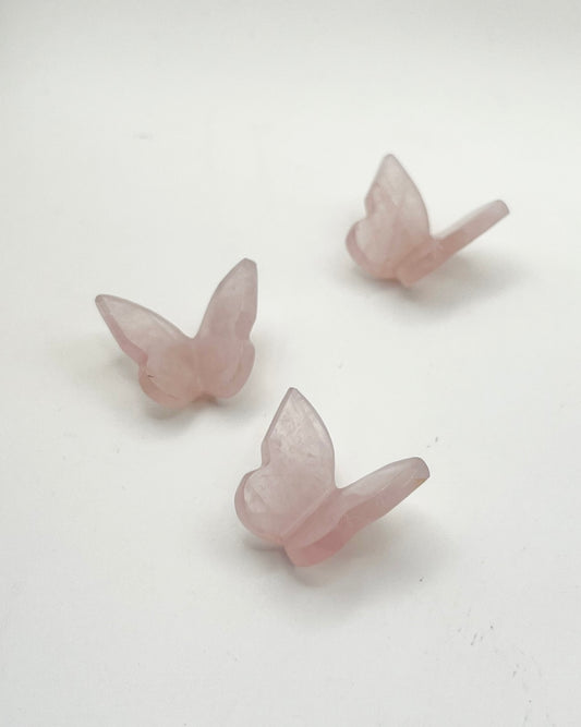 Mini 3D Rose Quartz Butterfly Carvings- Heart Healing, Attracting Love, Self Love, Heart Chakra