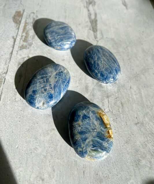 Blue Kyanite Palm Stones- Communication, Self-Expression, Truth, Intuition