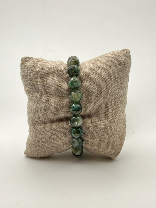 Green Lepidolite in Mica Crystal Bracelet- Inner Peace, Anti Anxiety, Heart Healing