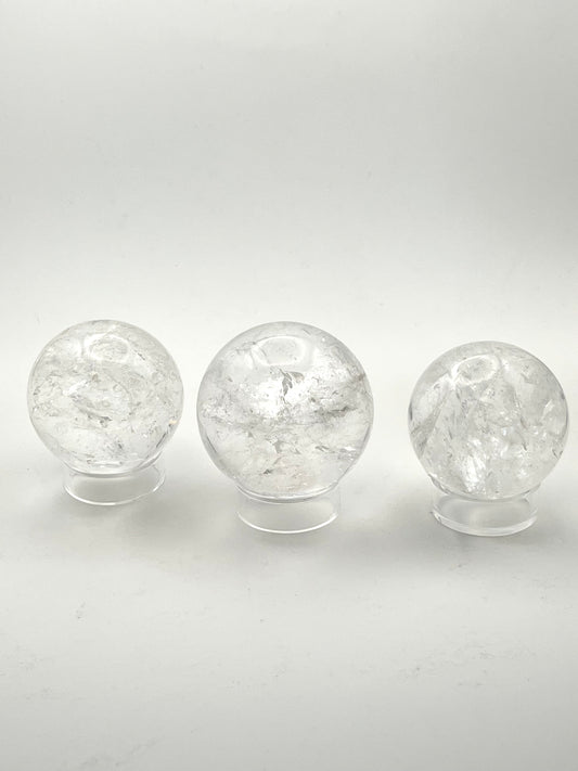 High Quality Brazilian Fire + Ice Quartz Spheres- Amplifies Intention + Raises Vibration