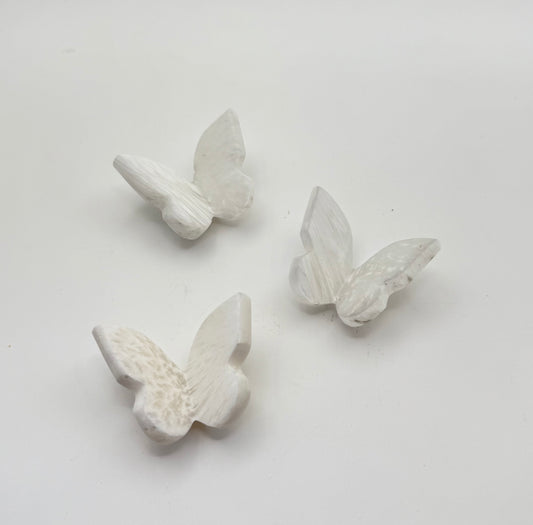 Scolecite 3D Butterfly Carvings- Peace, Past Lives, Astral Travel, Spiritual Guidance, Determination