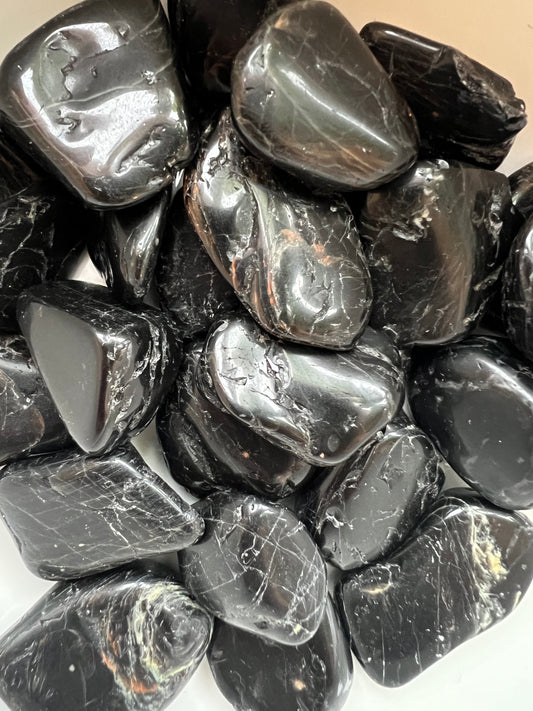 Black Tourmaline Tumbled Pocket Stone- Energetic Protection, Clearing + Grounding