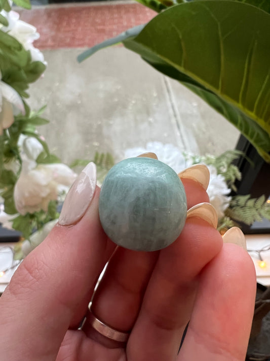Aquamarine Tumbled Pocket Stone- Calming, Cooling, Peace, Inner Truth, Anti-Anxiety