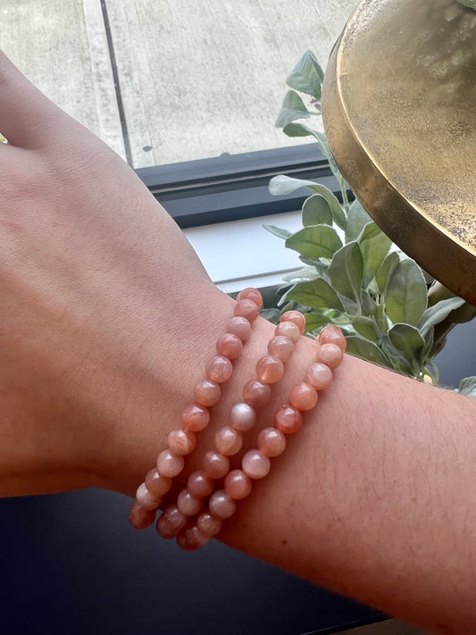 Peach Moonstone Bracelet- Healing, Calming, Good Luck, Intuition, Divine Connection