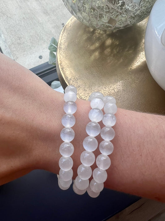 Selenite Crystal Bracelet- Cleansing, Clearing, Peace, and Healing
