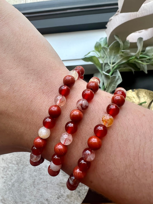 Root Chakra Crystal Healing Bracelet- Centered, Stable, Security, Grounding, Trust