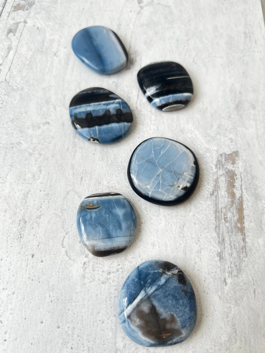 Blue Opal Palm Stones- Inner Child Healing, Intuition, Emotional Healing, Inner Truth, Unconditional Love