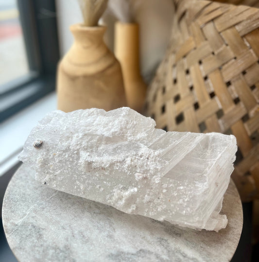 Large Raw Selenite Log- Cleansing, Clearing, peace, Angelic Connection