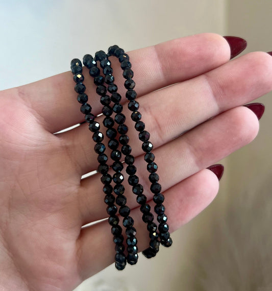 Faceted Black Spinel Crystal Bracelet- Grounding, Empowering, Releasing, Protection