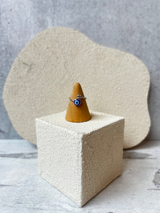 Sterling Silver Evil Eye Ring (Adjustable)