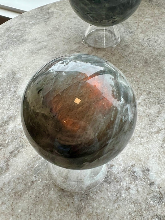 Sunset Labradorite Sphere- Psychic Protection, Intuitive Development, Relives Physical Pain