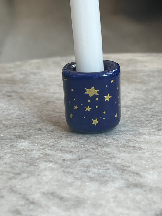 Chime Candle Holder (Blue with Gold Stars)