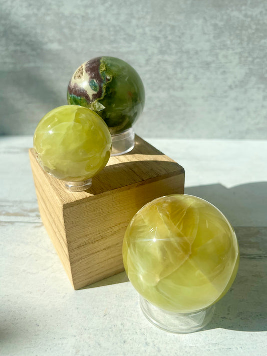 Green Prehnite Spheres from Australia- Heal the Healer, Unconditional Love, Prosperity, Abundance