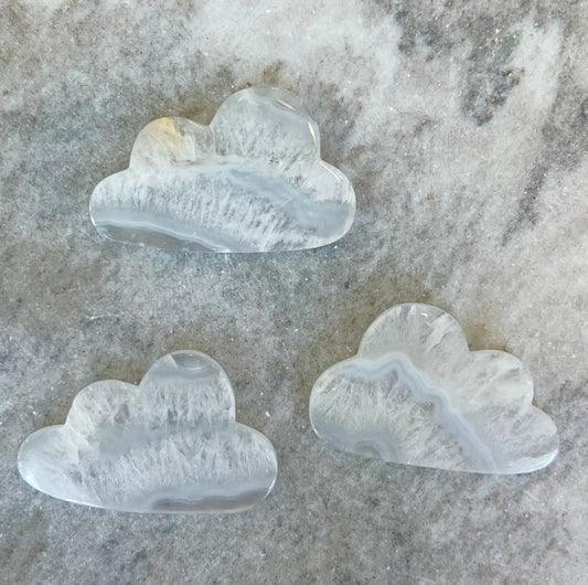 Light Blue Lace Agate Cloud Carvings- Calming, Communication, Inner Truth, Tranquility