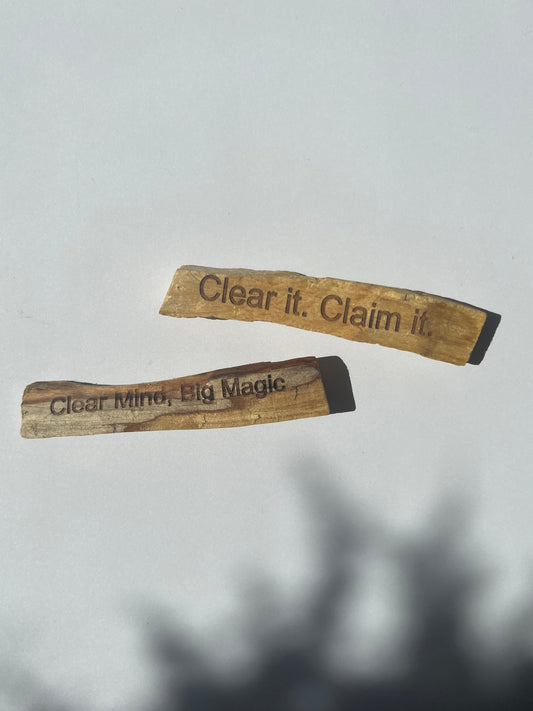 Affirmation Etched Palo Santo Sticks by Spirit + Soul Studio