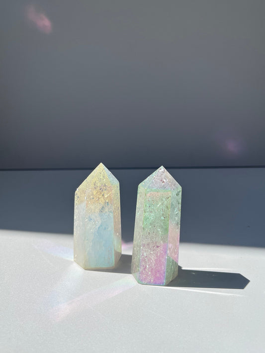 Angel Aura Fire + Ice Quartz Tower- Angelic Connection, Higher Consciousness + Wisdom