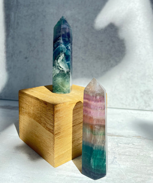 Green + Purple Fluorite Towers- Soul's Path, Clearing, Life Path Guidance