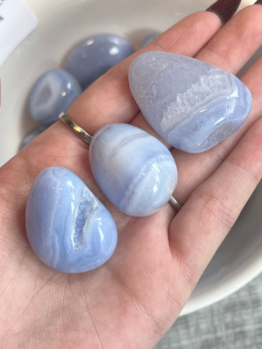High Quality Blue Lace Agate Tumbles- Calming, Communication, Inner Truth, Tranquility