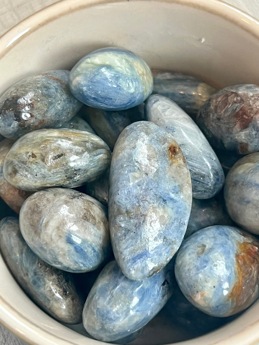 Blue Kyanite Tumbled Pocket Stone- Communication, Self-Expression, Truth, Intuition