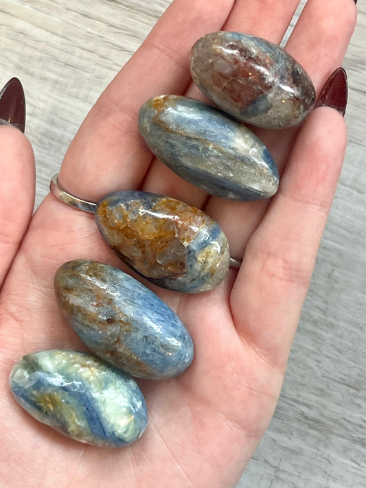 Blue Kyanite Tumbled Pocket Stone- Communication, Self-Expression, Truth, Intuition