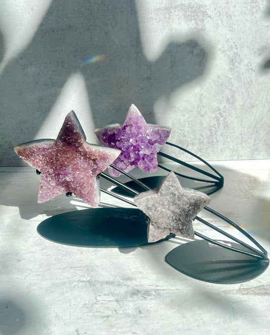 Amethyst Shooting Star on Stand- Protection, Serenity + Peace