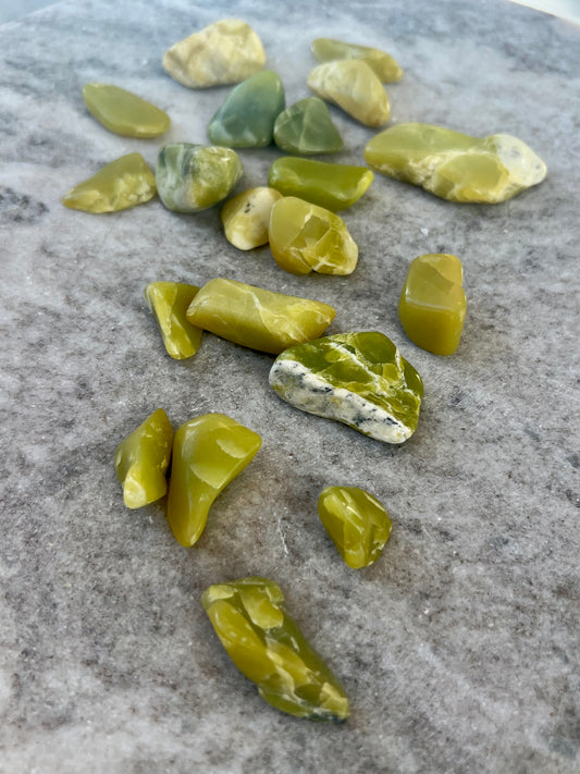 Green Serpentine Tumbled Pocket Stone- Heart Chakra, Strength, Grounding