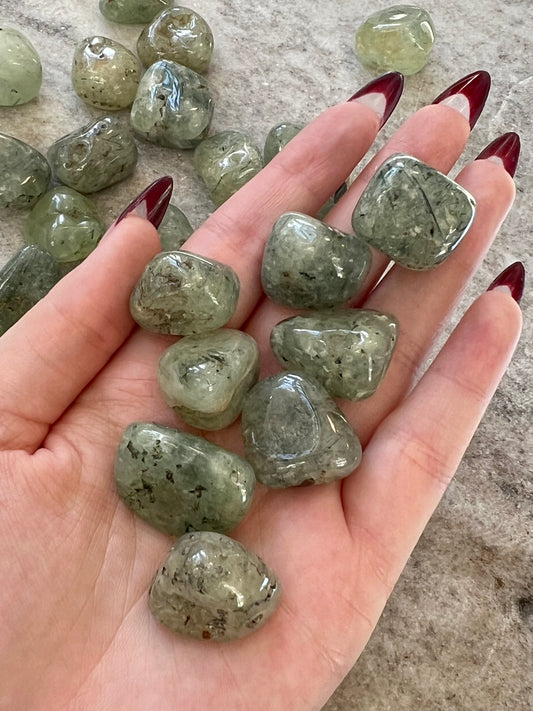 Polished Green Prehnite Tumbled Pocket Stone- Heal the Healer, Unconditional Love, Prosperity and Abundance