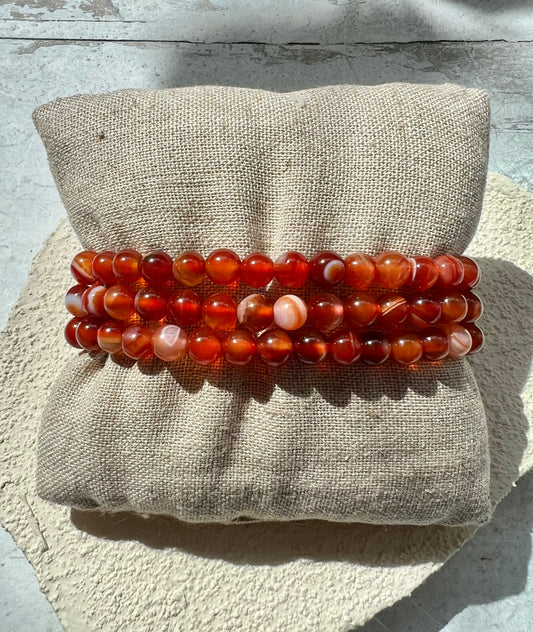 Banded Carnelian Crystal Bracelet- Passion, Creativity, Confidence, Sacral Chakra
