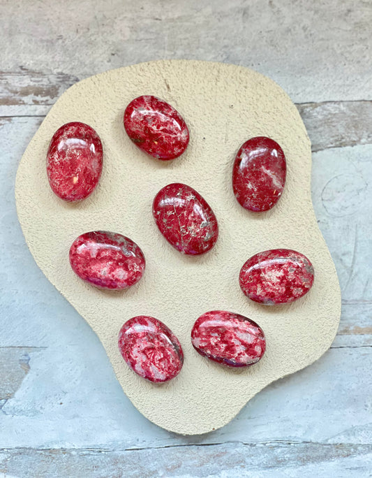 Thulite Palm Stones-  Passion, Confidence, Joy, Curiosity, Heart Healing